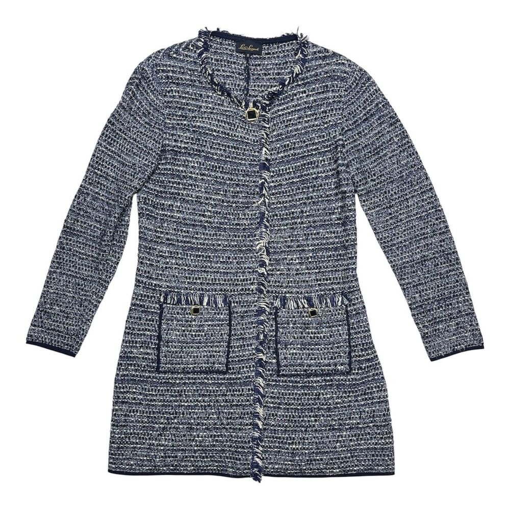Luisa Spagnoli Tweed Coat Fringe Style Blazer Jacket